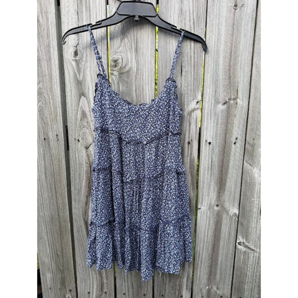 Lulus Navy Blue Floral Tiered Ruffle‎ Babydoll Mini Dress XS